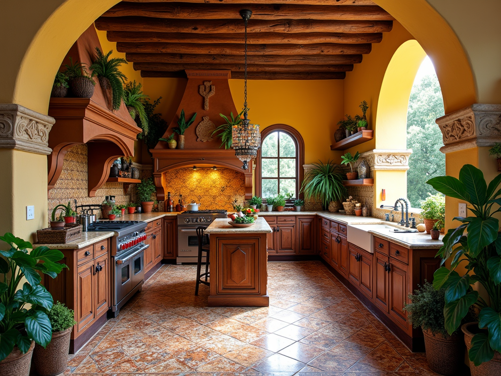 Embrace Maximalism: Mediterranean Kitchen with Arched Doorways