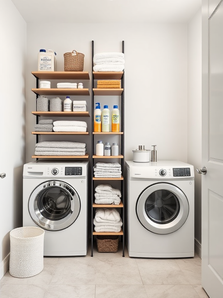 modern laundry room shelves