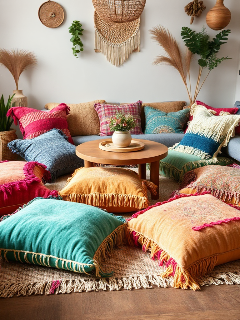 Floor Pillows Living Room Boho Style