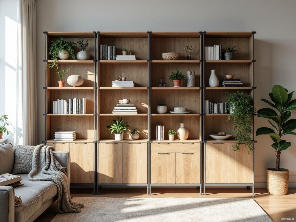 Texture Play: Transform Your Bookcase with Scandinavian Style