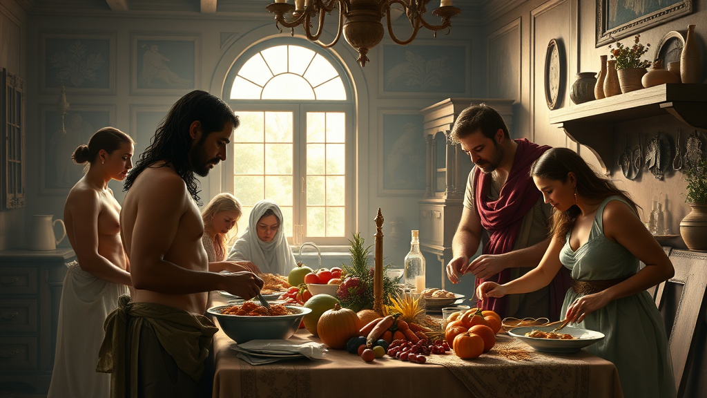 현대적 전통과 유대감을 상징하는 장면