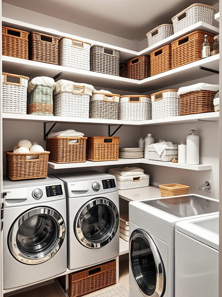 modern laundry room shelves