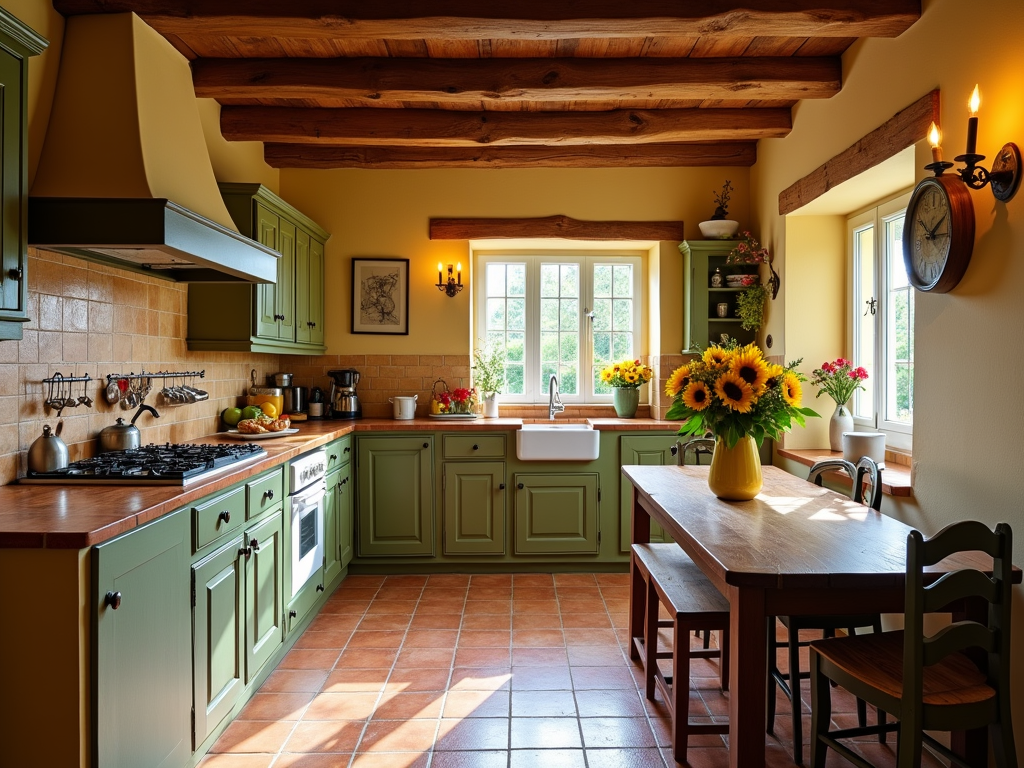 Charming Tuscan-Inspired Kitchen with Terracotta Tiles