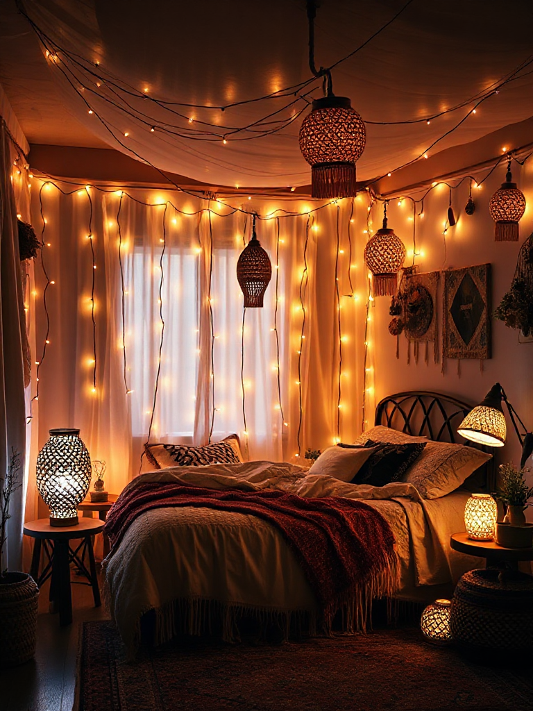 Artistic boho bedroom idea