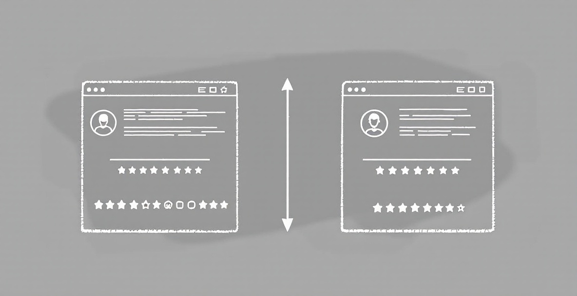 Minimalistic sketch of webpage with social proof placements at top and bottom.