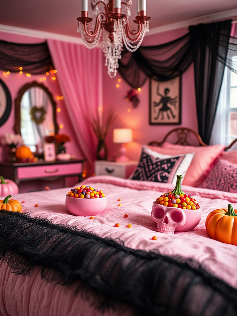 Pink Halloween Bedroom Decor