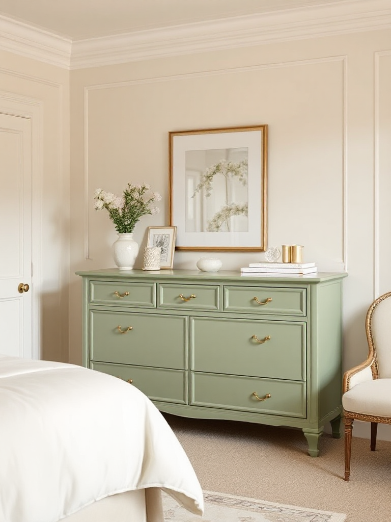 Gorgeous sage green cream bedroom ideas