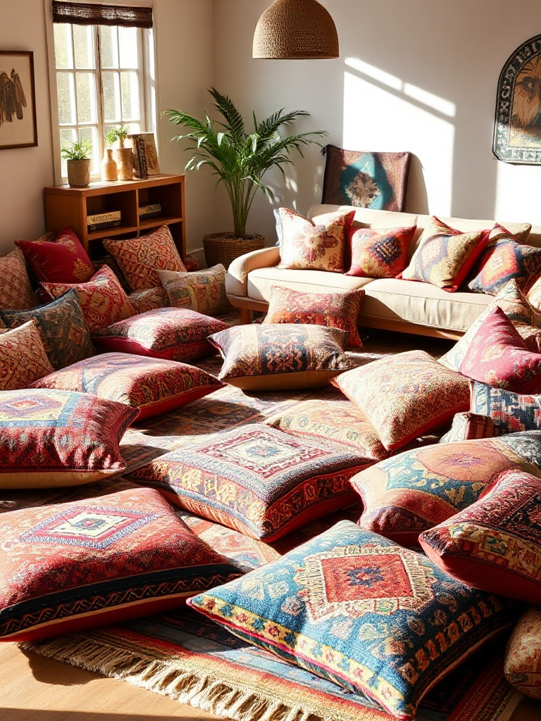 Floor Pillows Living Room Boho Style