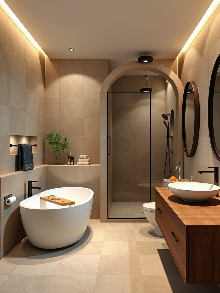 Earthy Tones in Contemporary Bathroom