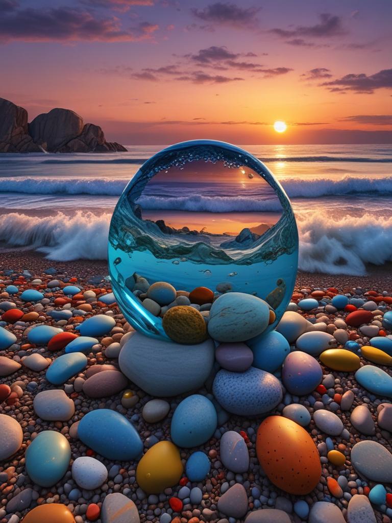 164-sunset-serenity-on-a-pebble-beach