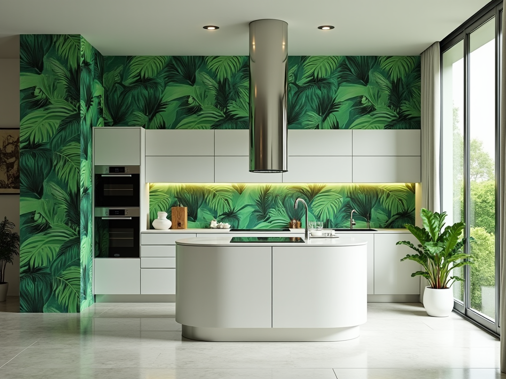 Tropical Kitchen Vibes: Futuristic Palm Leaf Paradise