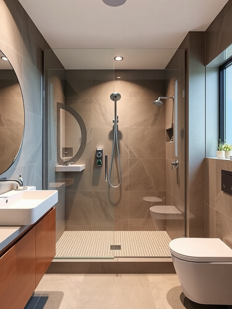 Contemporary Bathroom with Walk-In Shower