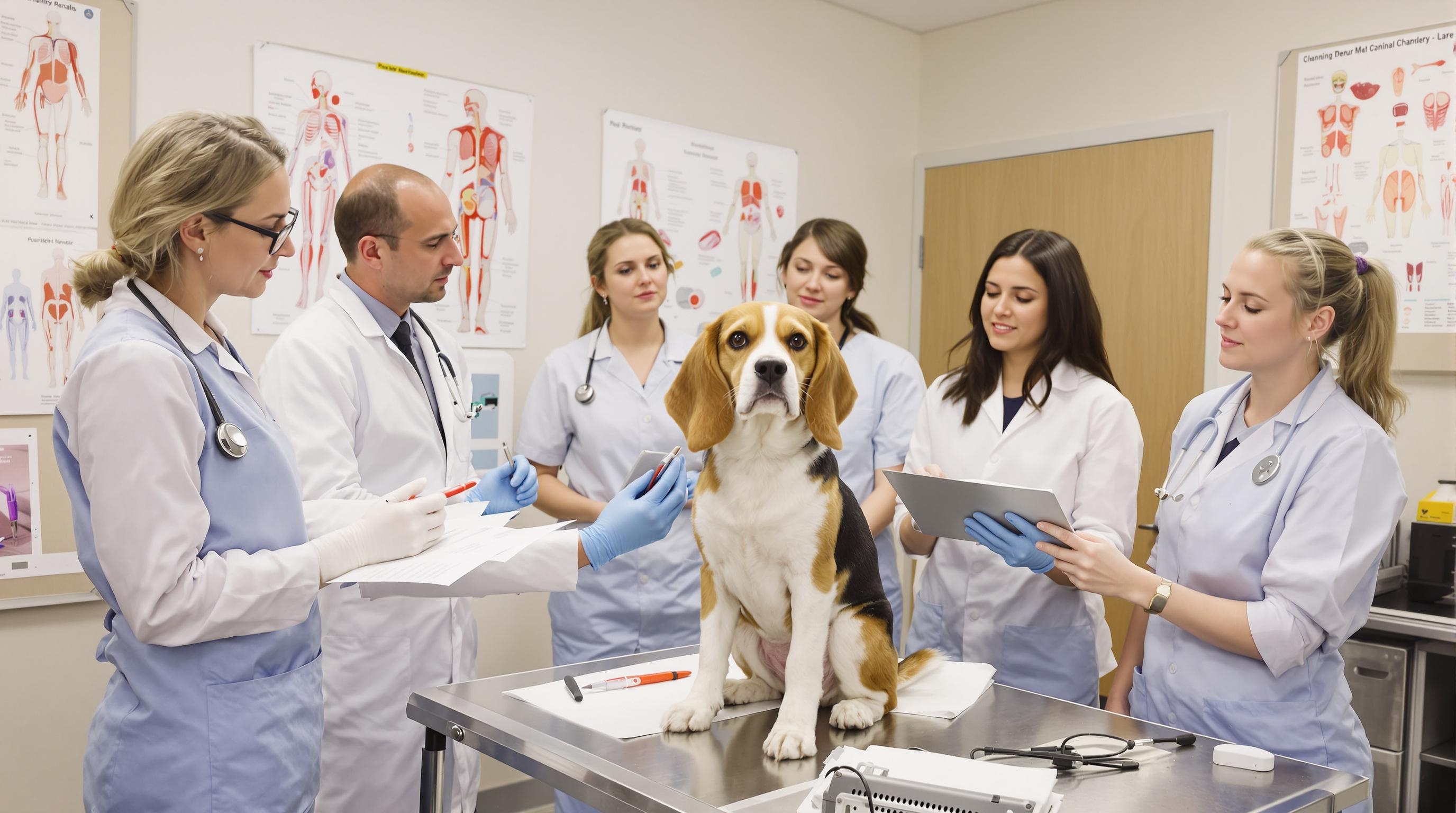 teaching about beagle in CRO to 5 animal handlers