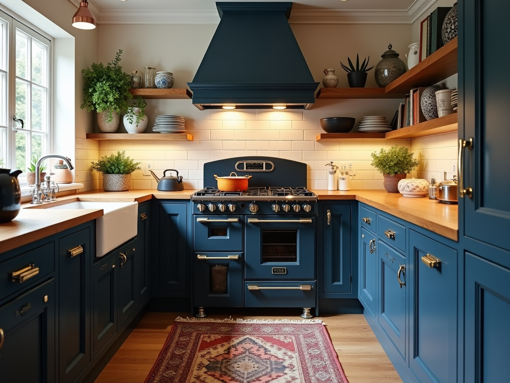 Navy Blue Cabinetry: A Touch of Retro Elegance