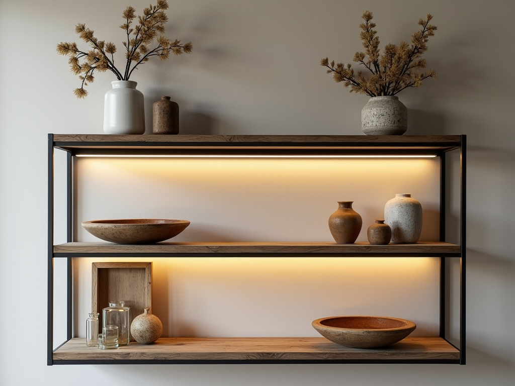 Negative Space Mastery in Rustic Shelf Design