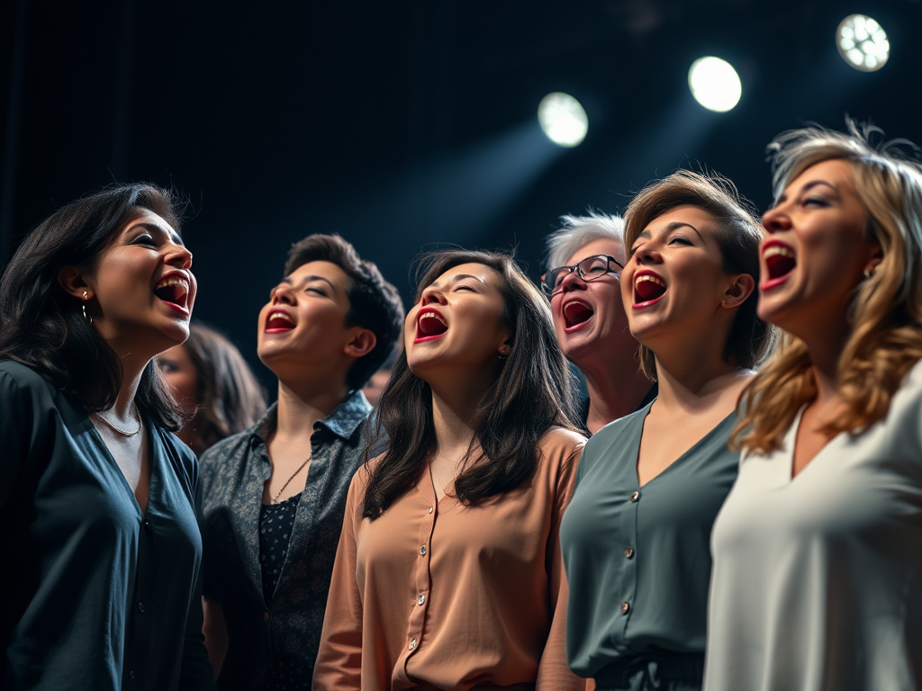 Adults singing without mics