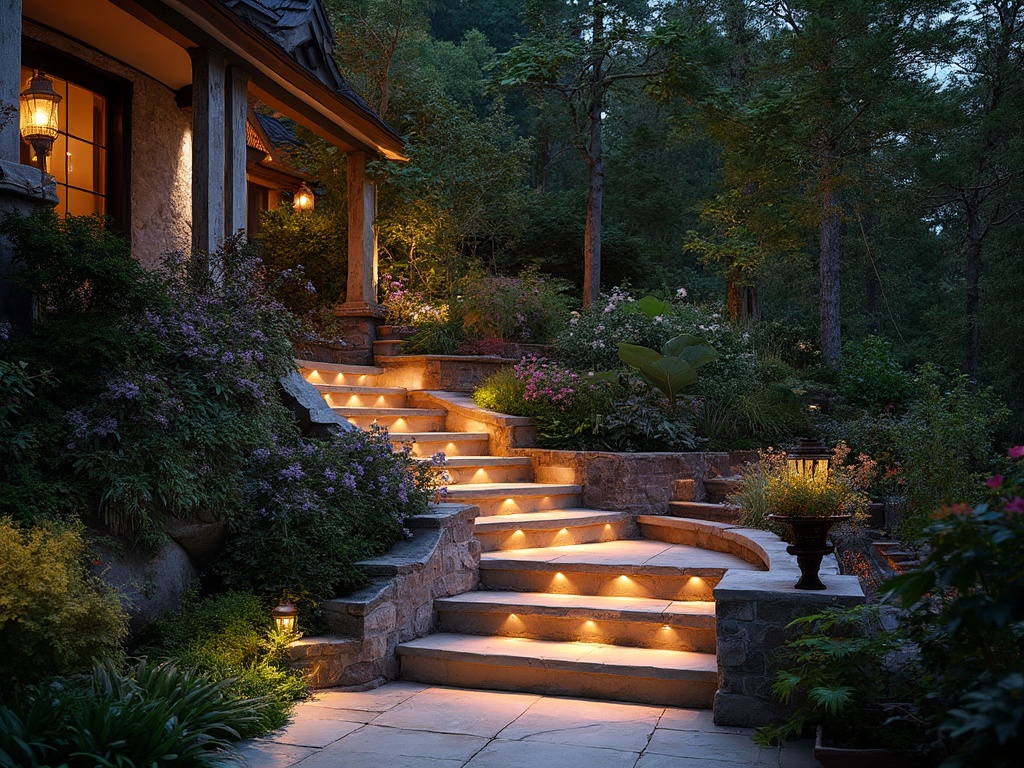Outdoor Stairs with Lighting