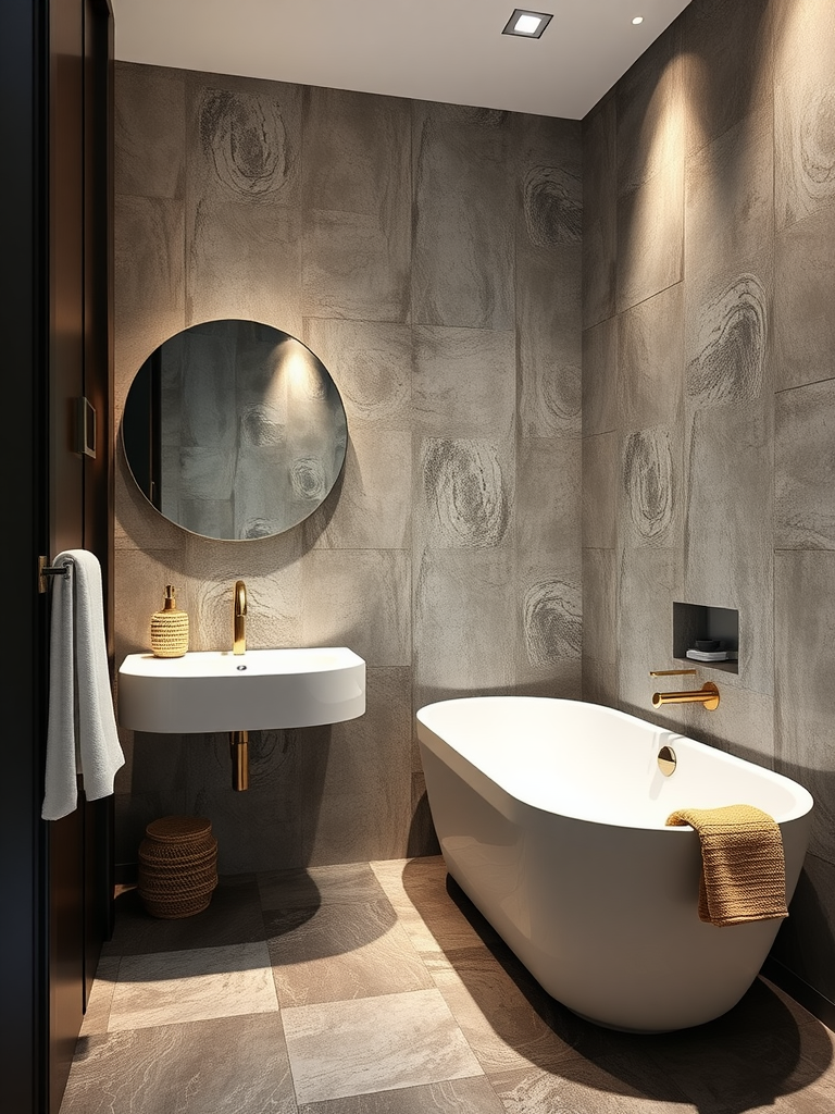 Contemporary Bathroom with Textured Walls