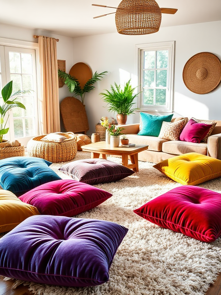 Floor Pillows Living Room Boho Style