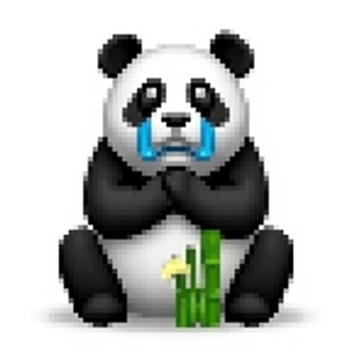 Crying panda thinking about bamboo grass