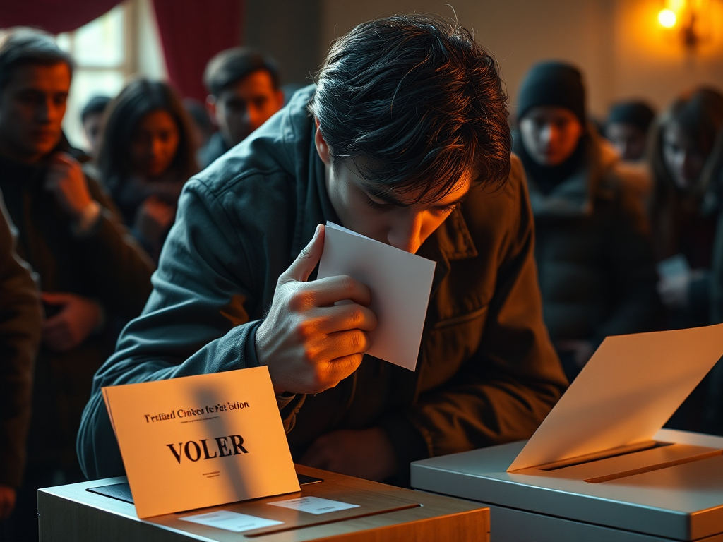 casting a vote with everyone watching and trying to hide your vote