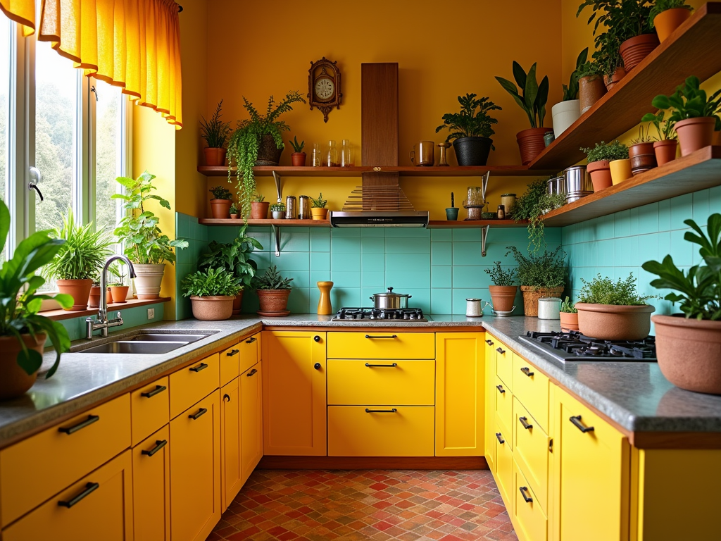 Maximalist Vibes: Bright Kitchen Bliss with Yellow Accents