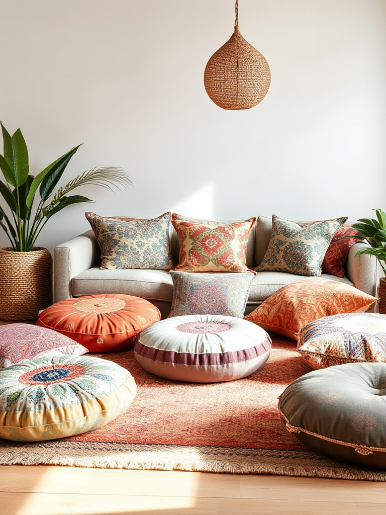 Floor Pillows Living Room Boho Style