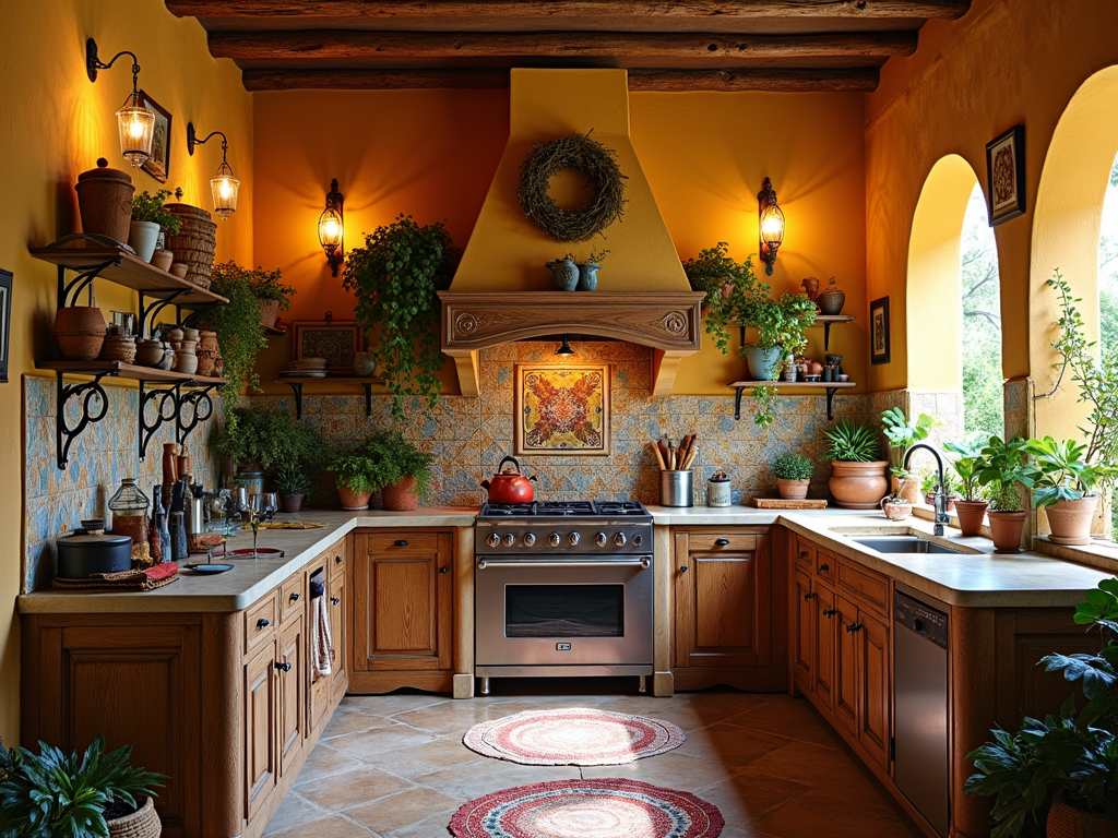 Charming Mediterranean Kitchen with Bohemian Flair