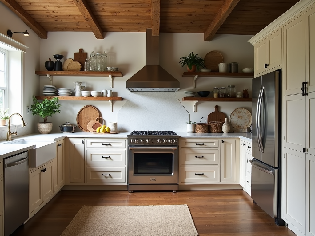 Chic Cozy Farmhouse Kitchen Designs with Open Shelving