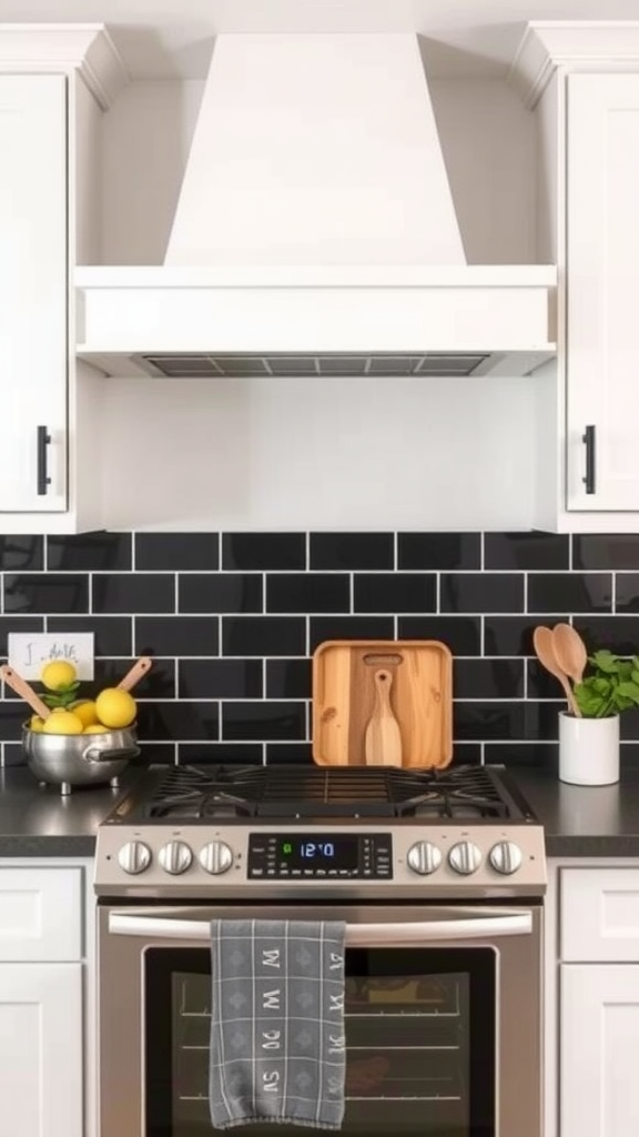 Subway Tile Backsplash with Dark Grout