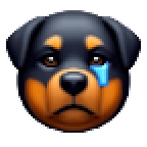 Sad Rottweiler crying with tears in his eyes.