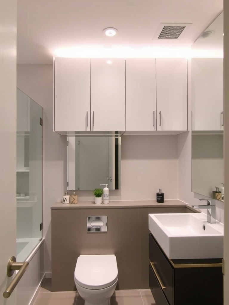 Contemporary Bathroom with Under Cabinet Lighting