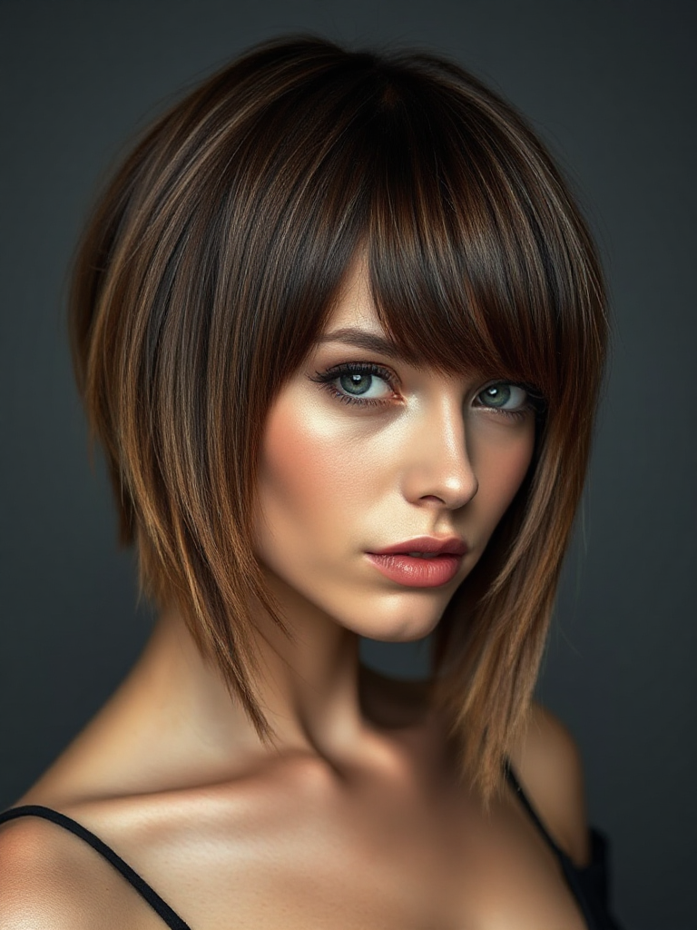 Medium Haircuts with Curtain Bangs