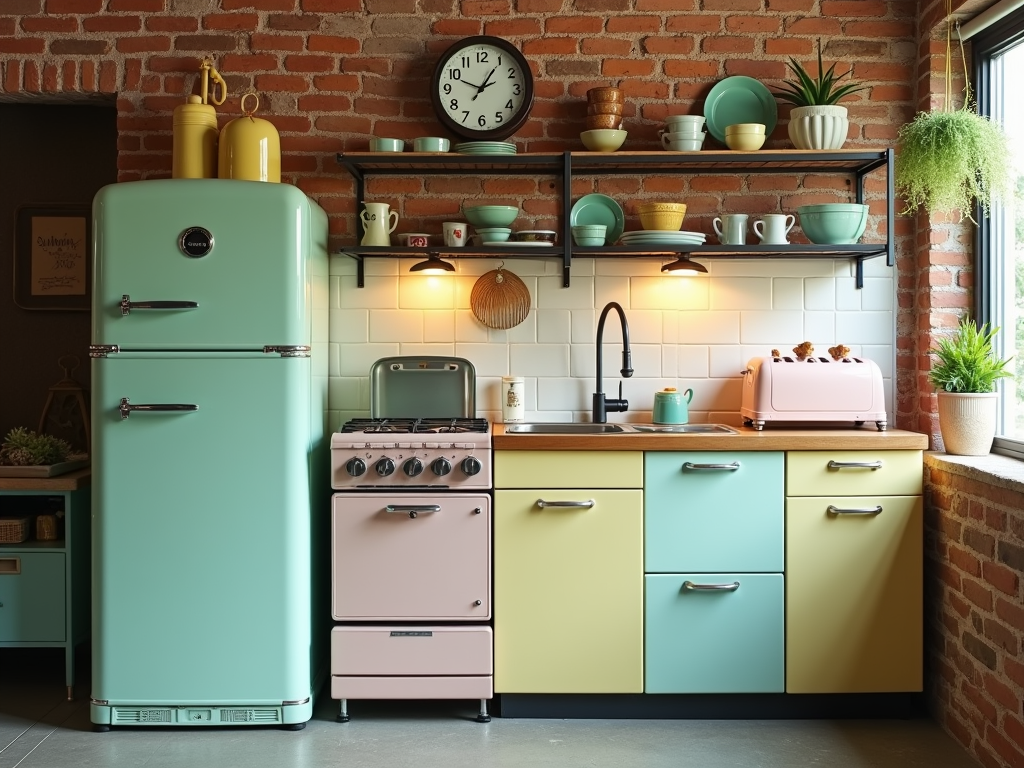 Charming Vintage-Inspired Kitchens with Pastel Appliances