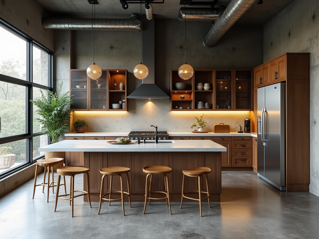 Industrial Chic Kitchen: The Perfect Blend of Concrete and Mid-Century Style