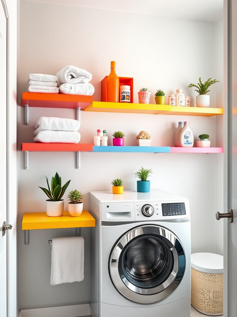 modern laundry room shelves