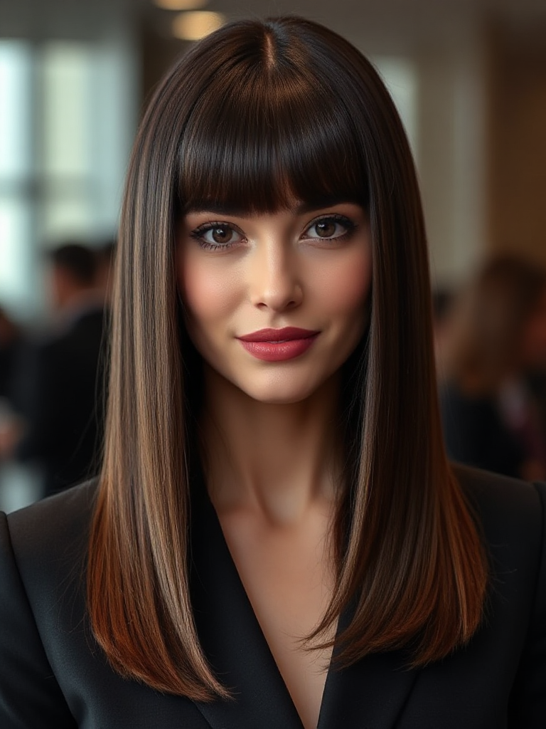 Medium Haircuts with Curtain Bangs