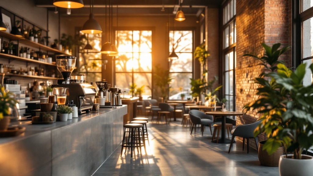 Contemporary café interior with premium coffee equipment