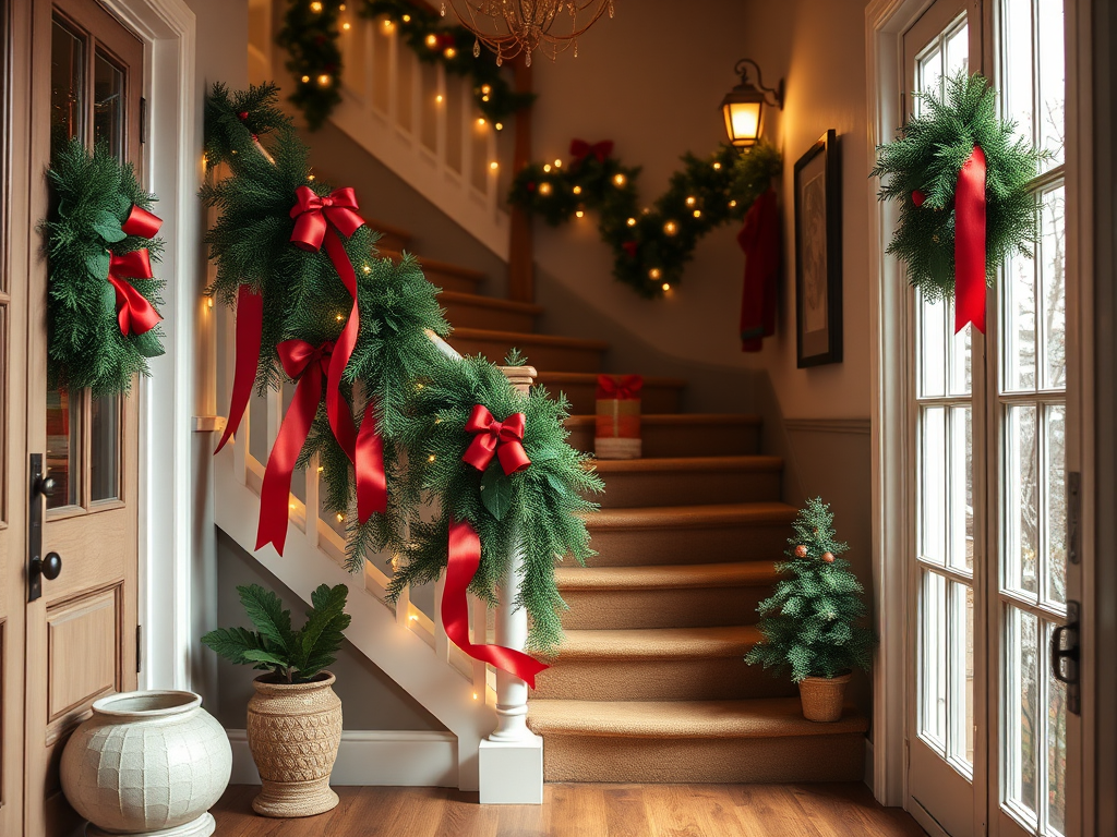 Image for Decorate Your Staircase with Garland and Ribbon