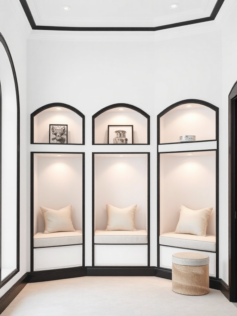 Chic room white walls with black trim ideas