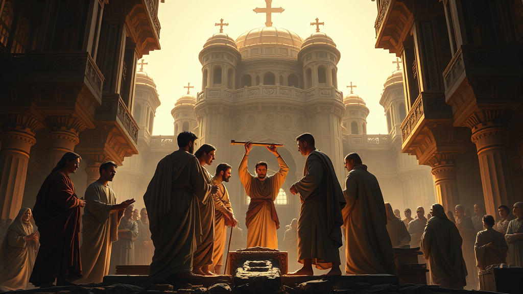 조화와 신뢰의 재건축 장면