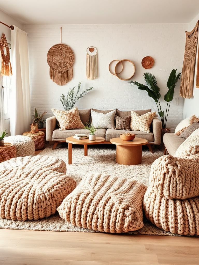 Floor Pillows Living Room Boho Style