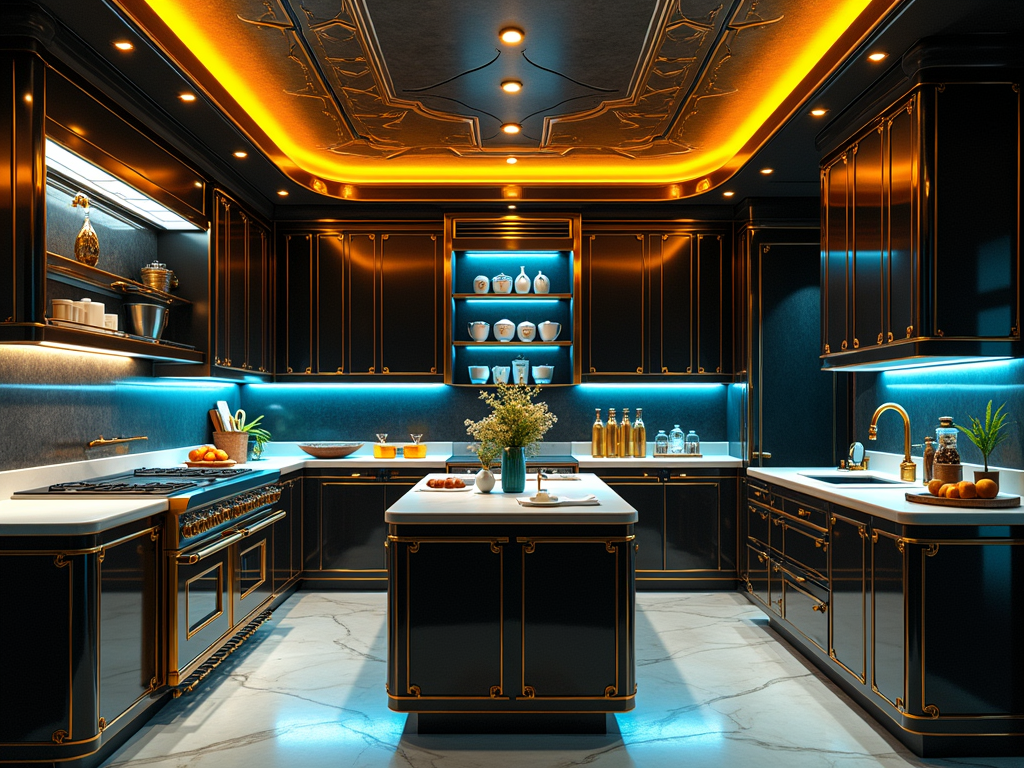 Sleek & Chic: The Futuristic Kitchen with Smart Appliances in Art Deco Style