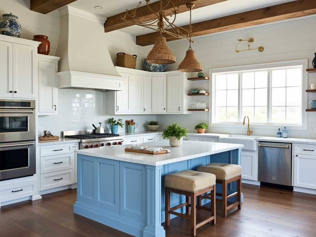 Charming Coastal Kitchen Inspiration with Shiplap and Blue Accents