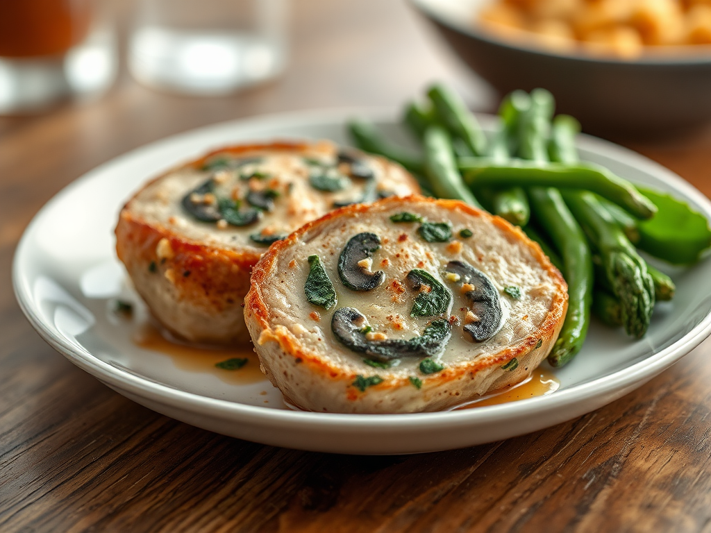 Image for Mushroom and Spinach Stuffed Pork Chops: