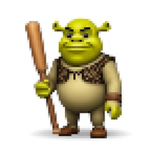 Shrek from the movie, Shrek holding a baseball bat