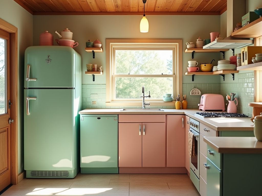 Charming Vintage-Inspired Kitchen Ideas with Pastel Appliances