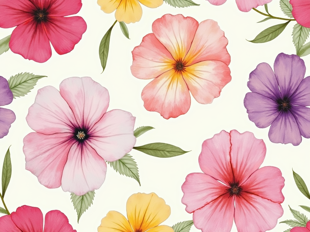 Vibrant Wallpaper Designs Featuring Colorful Petunias