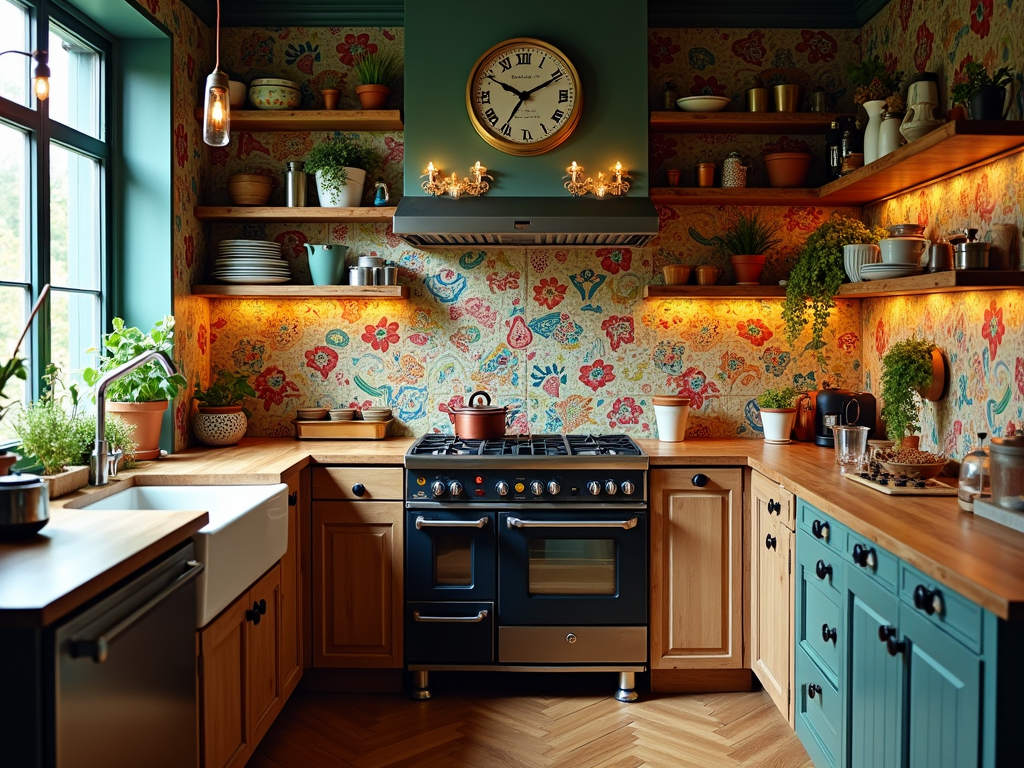 8+ Bohemian Kitchen with Colorful Tile Backsplash