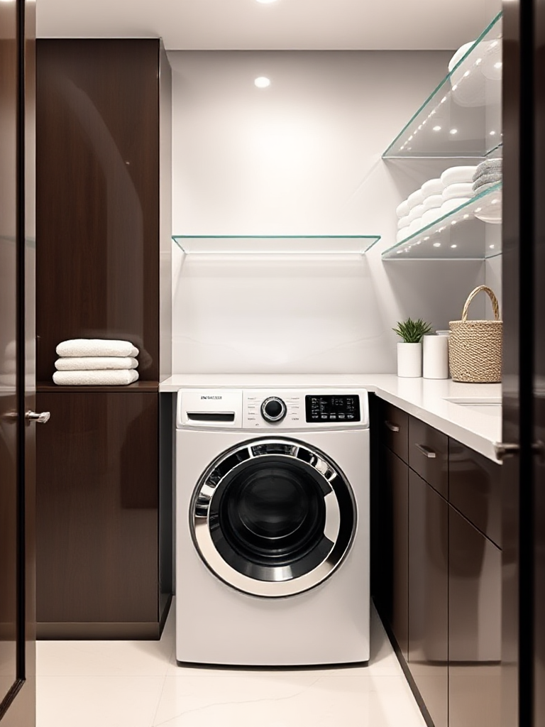 modern laundry room shelves